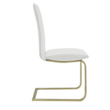 Set of Two Mod White and Gold Dining Chairs - Homeroots