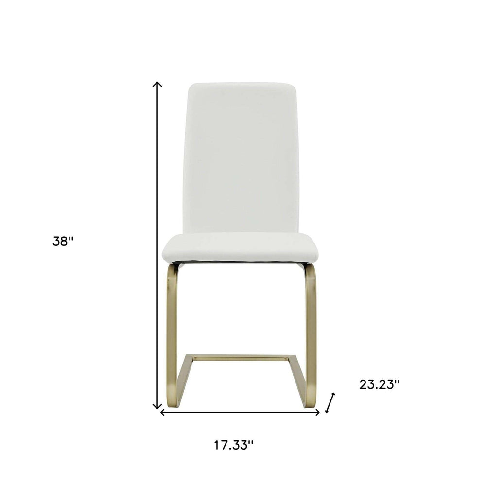 Set of Two Mod White and Gold Dining Chairs - Homeroots - Flyclothing LLC