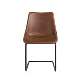 Set of Two Brown Faux Faux Leather Black Cantilever Chairs - Homeroots