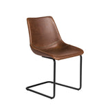 Set of Two Brown Faux Faux Leather Black Cantilever Chairs - Homeroots