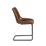 Set of Two Brown Faux Faux Leather Black Cantilever Chairs - Homeroots