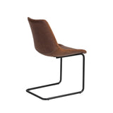 Set of Two Brown Faux Faux Leather Black Cantilever Chairs - Homeroots