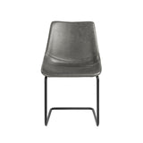 Set of Two Gray Faux Faux Leather Black Cantilever Chairs - Homeroots