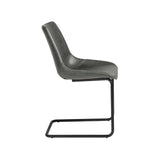 Set of Two Gray Faux Faux Leather Black Cantilever Chairs - Homeroots