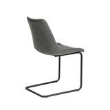 Set of Two Gray Faux Faux Leather Black Cantilever Chairs - Homeroots
