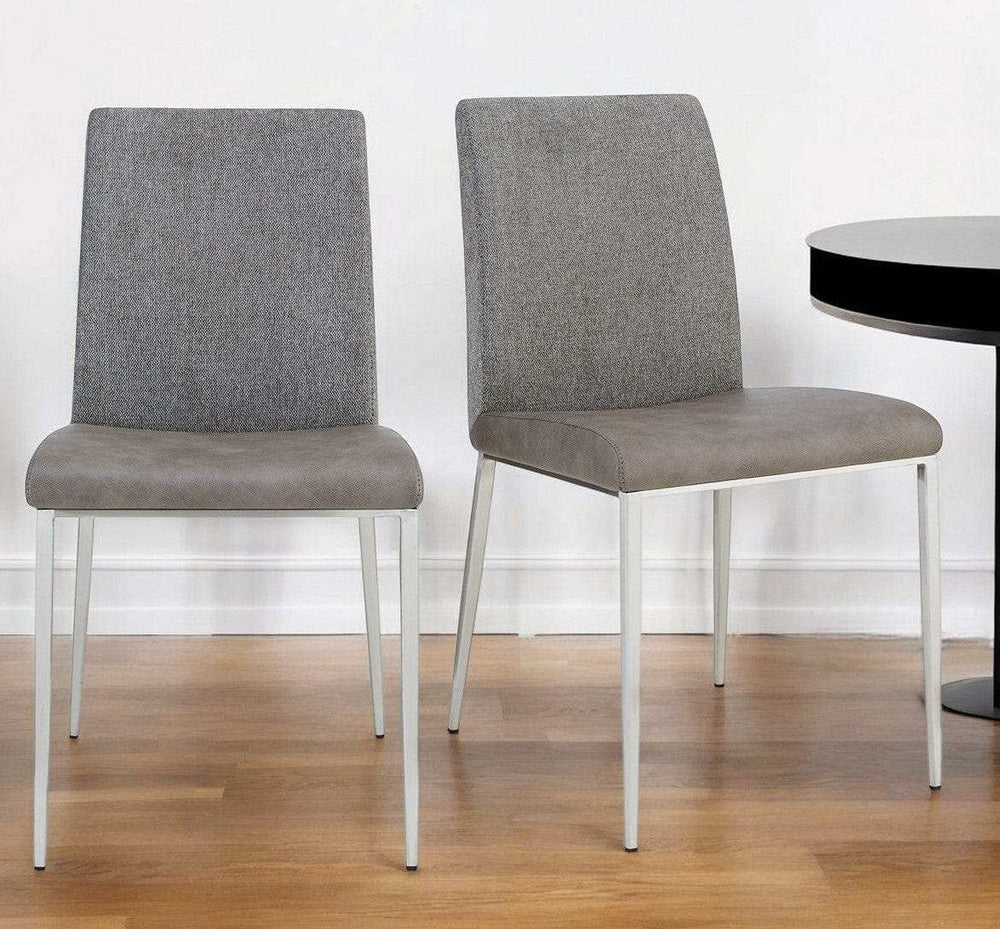 Set of Two Light Brown and Gray Stainless Steel Chairs - Homeroots - Flyclothing LLC