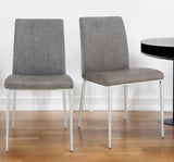 Set of Two Light Brown and Gray Stainless Steel Chairs - Homeroots