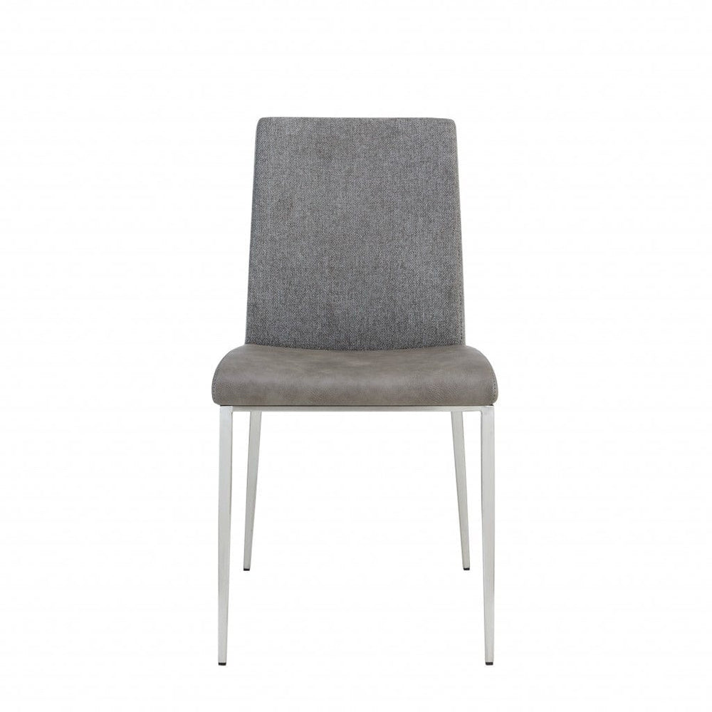 Set of Two Light Brown and Gray Stainless Steel Chairs - Homeroots