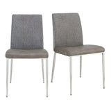 Set of Two Light Brown and Gray Stainless Steel Chairs - Homeroots - Flyclothing LLC