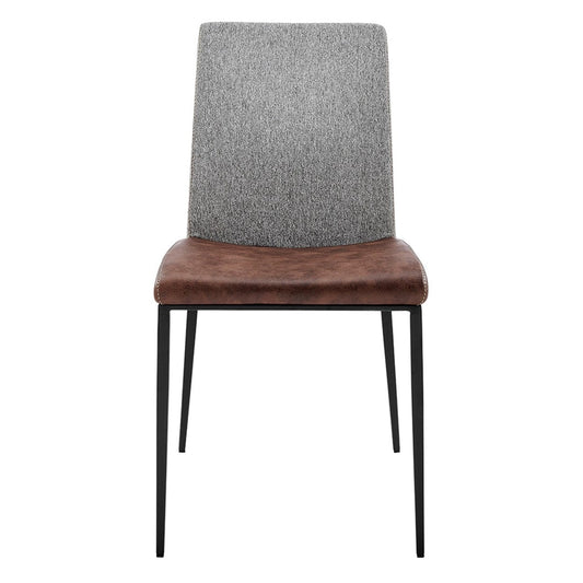 Set of Two Brown and Light Gray Stainless Steel Chairs - Homeroots