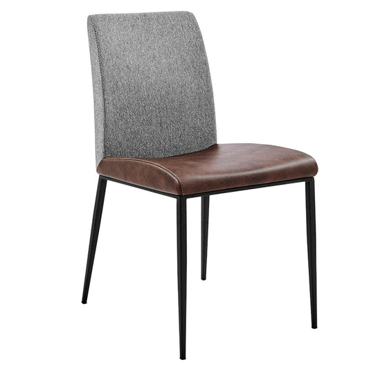 Set of Two Brown and Light Gray Stainless Steel Chairs - Homeroots