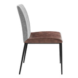 Set of Two Brown and Light Gray Stainless Steel Chairs - Homeroots