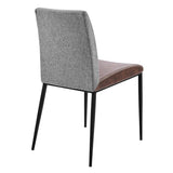 Set of Two Brown and Light Gray Stainless Steel Chairs - Homeroots