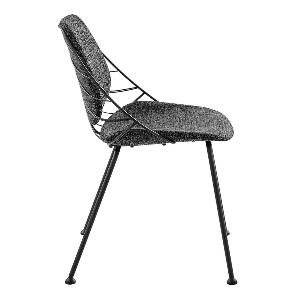 Set of Two Leaf Dark Gray Fabric and Black Dining Chairs - Homeroots - Flyclothing LLC