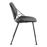 Set of Two Leaf Dark Gray Fabric and Black Dining Chairs - Homeroots