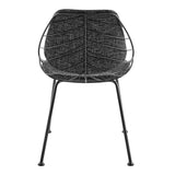 Set of Two Leaf Dark Gray Fabric and Black Dining Chairs - Homeroots - Flyclothing LLC