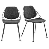 Set of Two Leaf Dark Gray Fabric and Black Dining Chairs - Homeroots - Flyclothing LLC