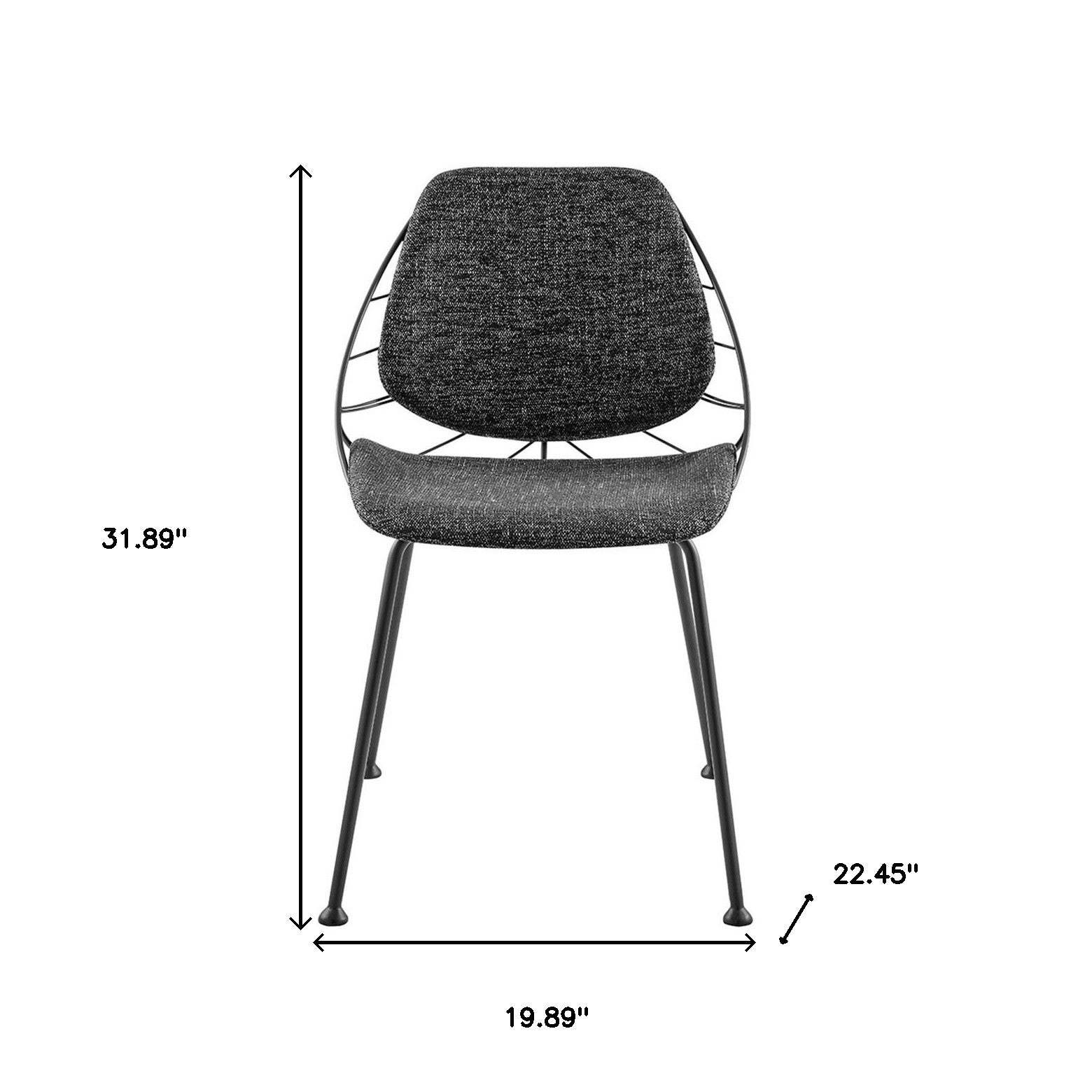Set of Two Leaf Dark Gray Fabric and Black Dining Chairs - Homeroots - Flyclothing LLC