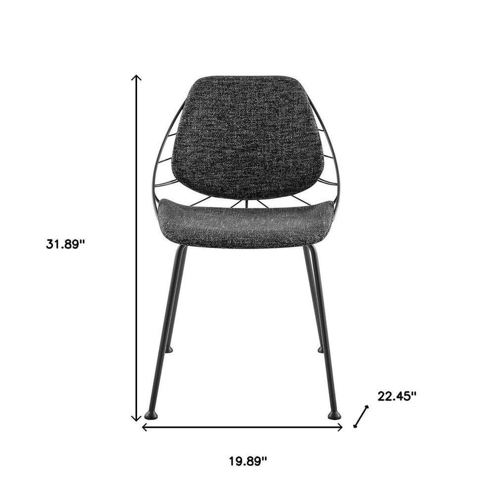 Set of Two Leaf Dark Gray Fabric and Black Dining Chairs - Homeroots - Flyclothing LLC