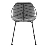 Set of Two Leaf Light Gray Fabric and Black Dining Chairs - Homeroots - Flyclothing LLC