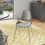 Set of Two Leaf Light Gray Fabric and Black Dining Chairs - Homeroots - Flyclothing LLC