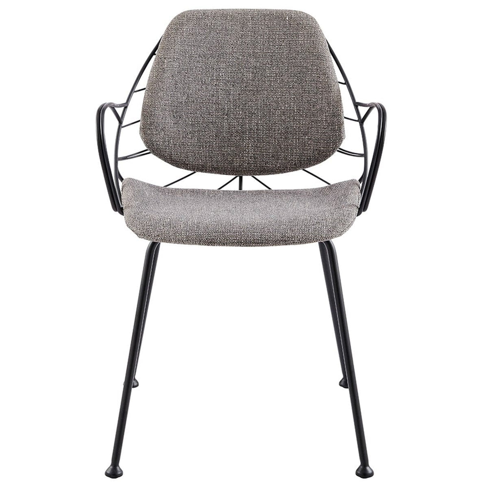 Set of Two Leaf Light Gray Fabric and Black Dining Armchairs - Homeroots