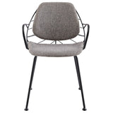 Set of Two Leaf Light Gray Fabric and Black Dining Armchairs - Homeroots