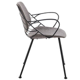 Set of Two Leaf Light Gray Fabric and Black Dining Armchairs - Homeroots