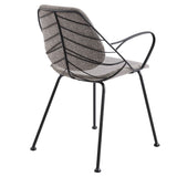 Set of Two Leaf Light Gray Fabric and Black Dining Armchairs - Homeroots