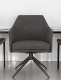 Dark Gray Fabric and Black Swivel Armchair - Homeroots