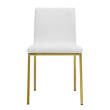 Set of Two Minimalist White Faux Faux Leather and Gold Chairs - Homeroots - Flyclothing LLC