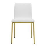 Set of Two Minimalist White Faux Faux Leather and Gold Chairs - Homeroots