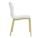 Set of Two Minimalist White Faux Faux Leather and Gold Chairs - Homeroots