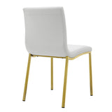Set of Two Minimalist White Faux Faux Leather and Gold Chairs - Homeroots