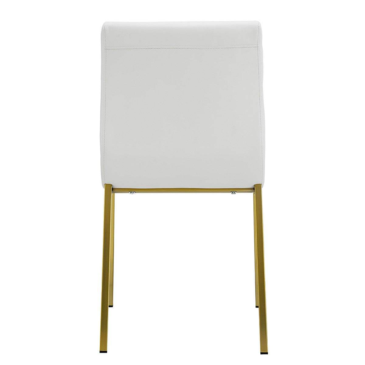 Set of Two Minimalist White Faux Faux Leather and Gold Chairs - Homeroots - Flyclothing LLC