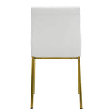 Set of Two Minimalist White Faux Faux Leather and Gold Chairs - Homeroots - Flyclothing LLC