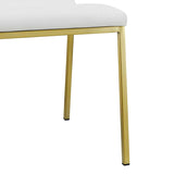 Set of Two Minimalist White Faux Faux Leather and Gold Chairs - Homeroots - Flyclothing LLC