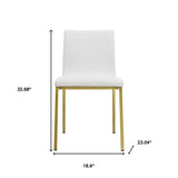 Set of Two Minimalist White Faux Faux Leather and Gold Chairs - Homeroots - Flyclothing LLC