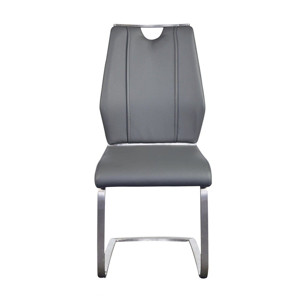 Set of Two Light Gray Faux Leather Cantilever Chairs - Homeroots