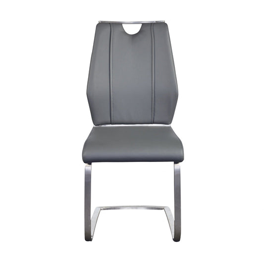 Set of Two Light Gray Faux Leather Cantilever Chairs - Homeroots