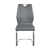 Set of Two Light Gray Faux Leather Cantilever Chairs - Homeroots