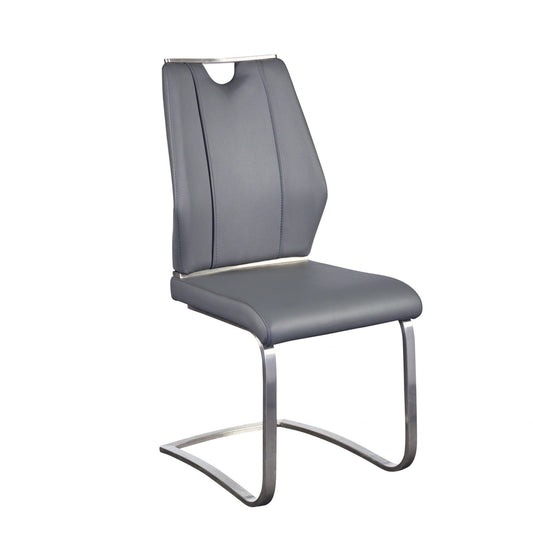 Set of Two Light Gray Faux Leather Cantilever Chairs - Homeroots