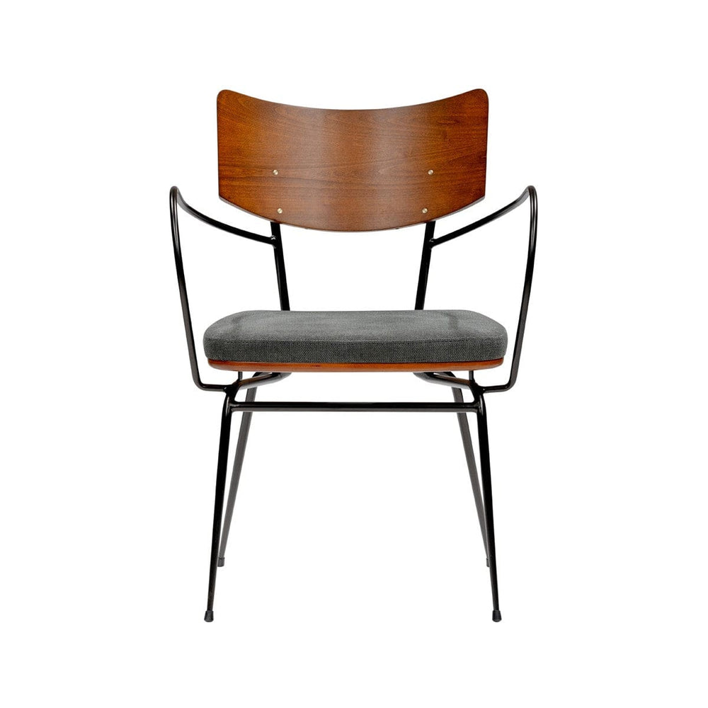 Set of Two Gray And Black Upholstered Fabric Open Back Dining Arm Chairs - Homeroots