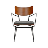 Set of Two Gray And Black Upholstered Fabric Open Back Dining Arm Chairs - Homeroots