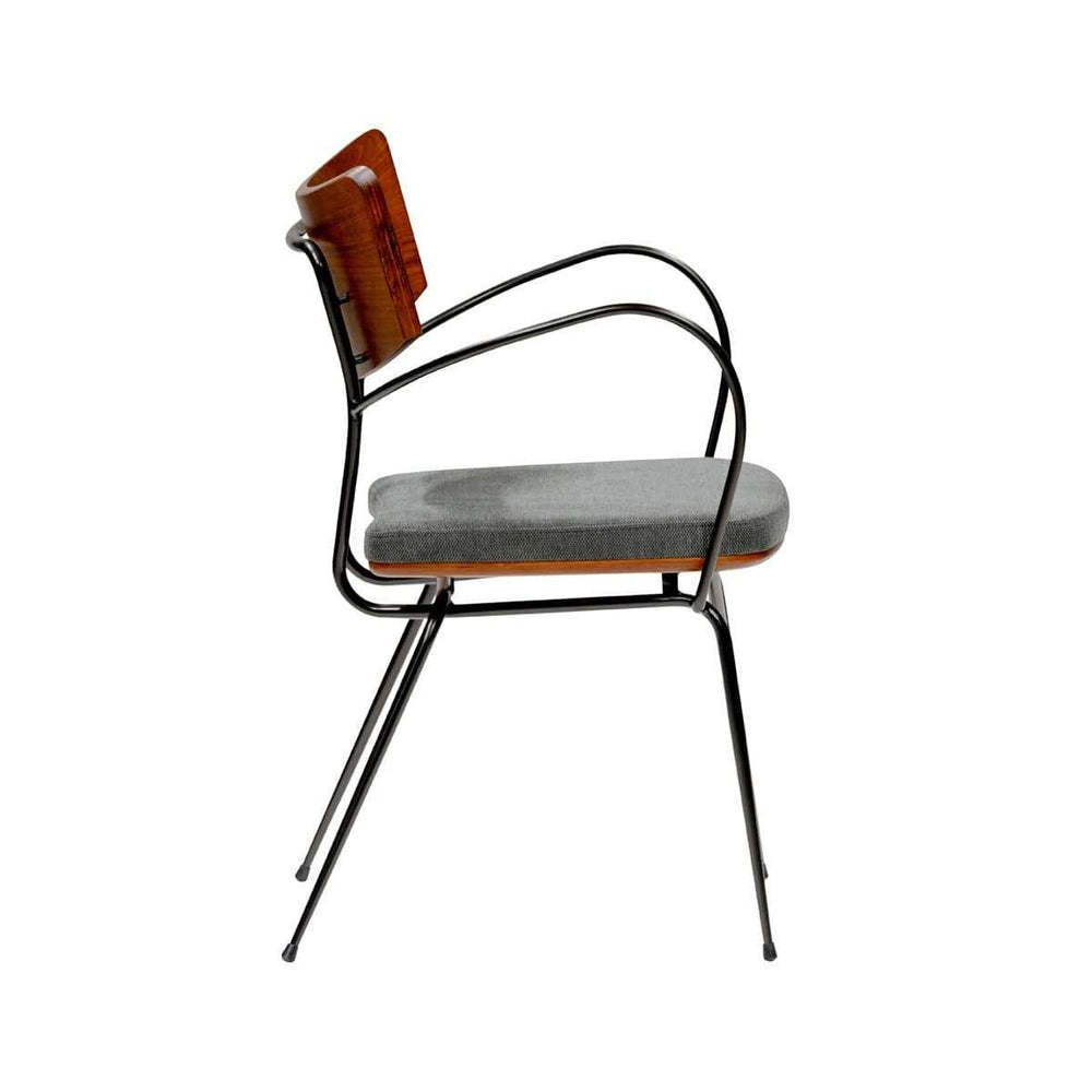 Set of Two Gray And Black Upholstered Fabric Open Back Dining Arm Chairs - Homeroots - Flyclothing LLC