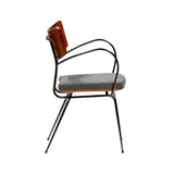 Set of Two Gray And Black Upholstered Fabric Open Back Dining Arm Chairs - Homeroots