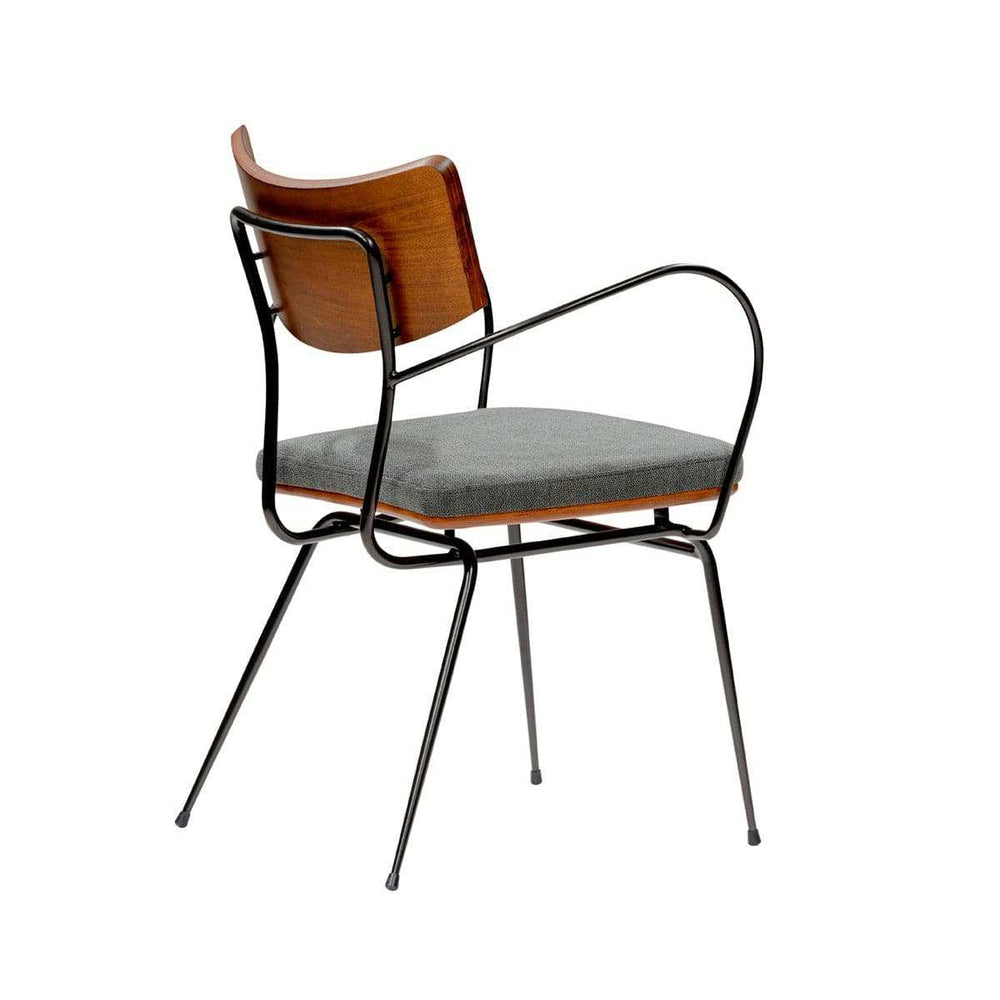 Set of Two Gray And Black Upholstered Fabric Open Back Dining Arm Chairs - Homeroots - Flyclothing LLC