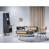 Set of Two Gray And Black Upholstered Fabric Open Back Dining Arm Chairs - Homeroots - Flyclothing LLC