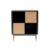 Black Wood and Wicker Accent Cabinet - Homeroots