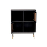 Black Wood and Wicker Accent Cabinet - Homeroots